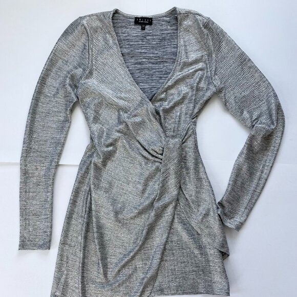 Silver Metallic Wrap Dress - Picture 1 of 1